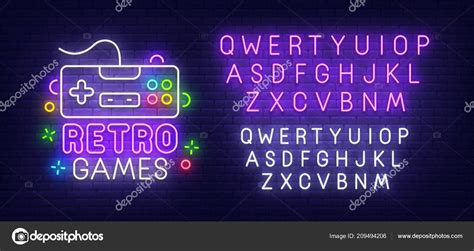 retro games neon sign bright signboard light banner gamer logo neon sign creator neon text