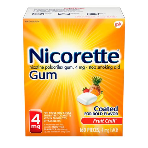 Nicorette Nicotine Gum To Stop Smoking 4mg Fruit Chill Flavor 160