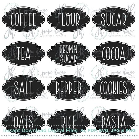 Farmhouse Pantry Canister Labels Svg Cut File Coffee Flour Etsy