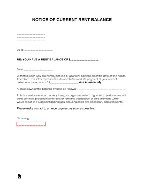 Free Rent Balance Letter Template Demand For Rent Word Pdf Eforms