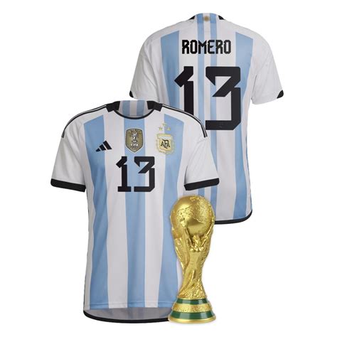 Argentina World Cup 2022 Winners Geronimo Rulli Home White Blue Jersey Replica