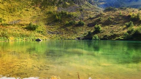 High Land Mountain Ridge Flood With Crystal Clear Water Landscape