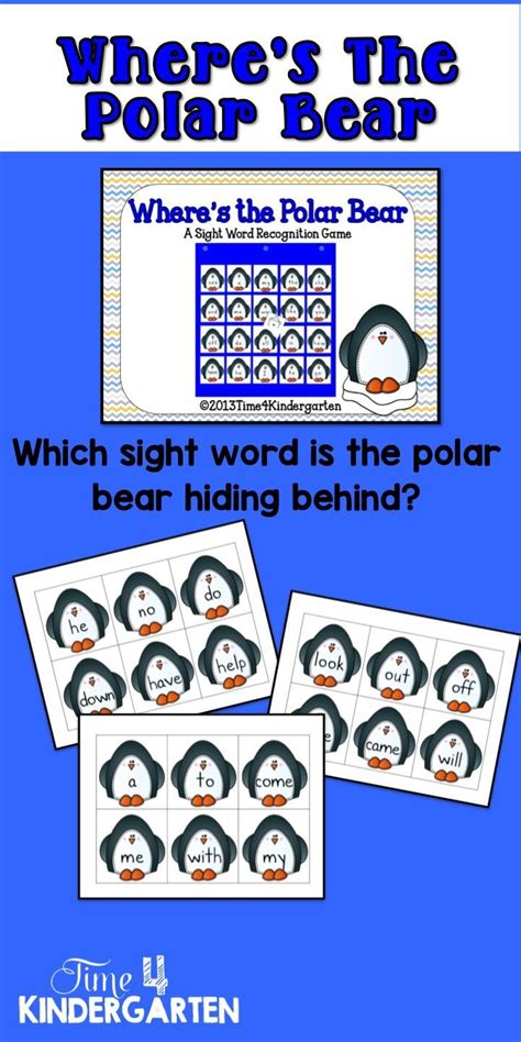 Penguin Hide And Seek Sight Word Recognition Pocket Chart Game Sight