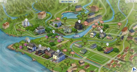 Обновленный вид карт всех городков The Sims 4