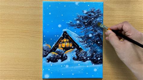 Falling Snow Acrylic Painting For Beginners Step By Step 163 눈
