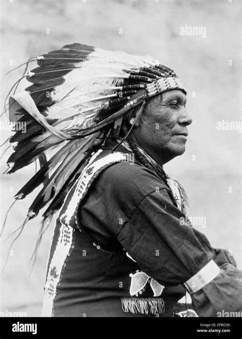 1920s Profile Portrait Native American Indian Man Of Blackfoot Tribe