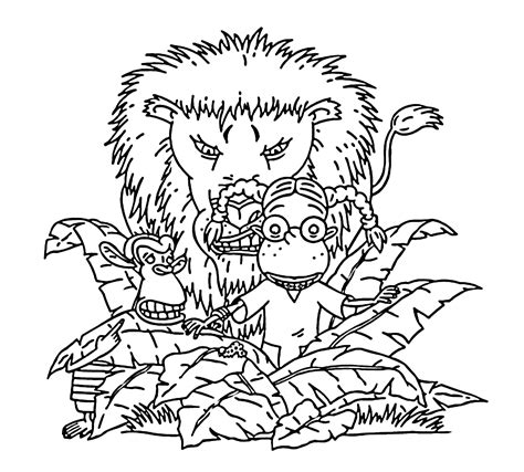 Elizabeth Darwin And Lion Coloring Pages For Kids Printable Free