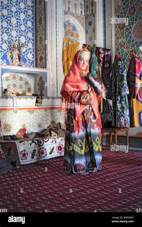 Woman Women Uzbek Traditional Costume Bukhara Uzbekistan Central Asia Islam Islamic Orient