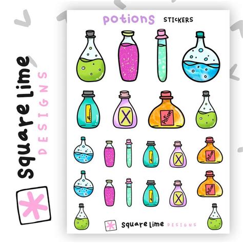 Magic Potions Stickers - Planner Stickers - Diary Stickers - Bullet Journal Stickers - Square ...