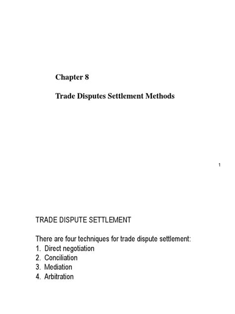 Trade Dispute Settlement Method Mediation Negotiation