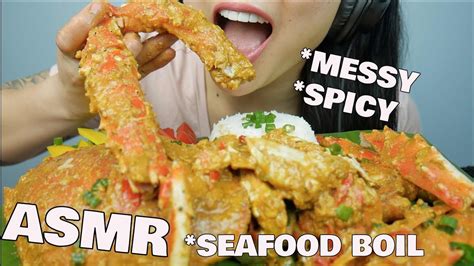 ASMR MESSY SPICY SEAFOOD BOIL KING CRAB CRAB EATING SOUNDS SAS ASMR YouTube