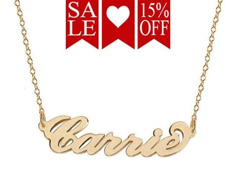 personalize name 14k solid gold carrie style necklace any name