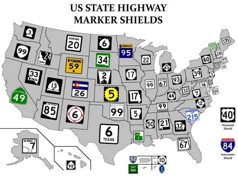 Us State Highway Marker Shields Vivid Maps