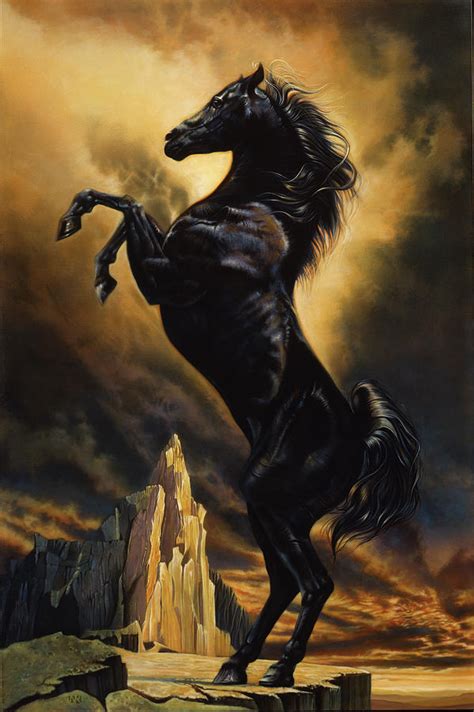 Black Stallion Painting By John Rowe Fine Art America