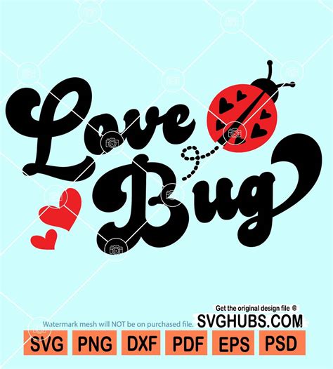 Love Bug Svg Ladybug Svg Valentine Svg Love Heart Svg Valentines
