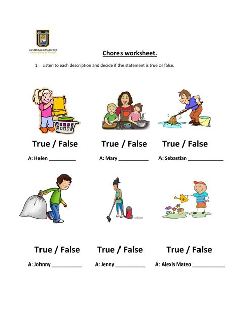 Chores Worksheets Gambaran