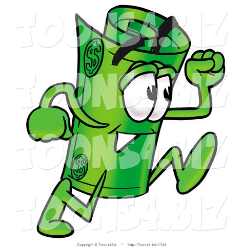 Illustration Of A Cartoon Rolled Money Mascot Running By Toons4biz 1729