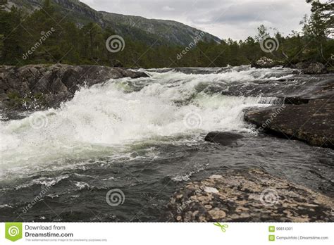 Likholefossen Waterfall In Norway Stock Image Image Of Outdoor Rapid