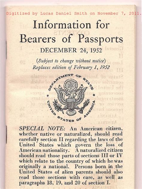19521953 Information For Bearers Of Passports December 24 1952