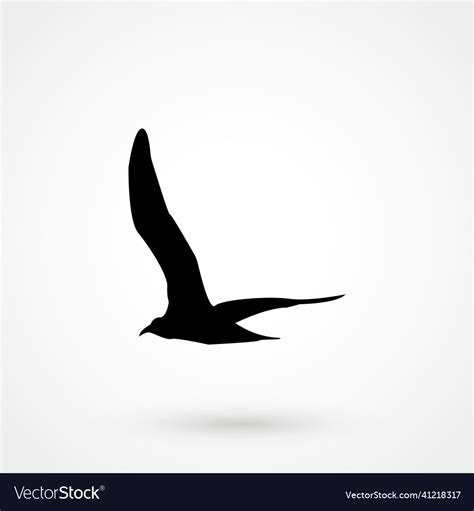 Flying Seagull Bird Black Silhouette Isolated Vector Image
