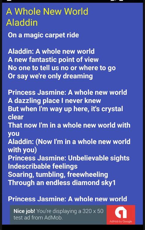 'aladdin' cast reunites for iconic 'a whole new world' performance. A Whole New World Lyrics for Android - APK Download