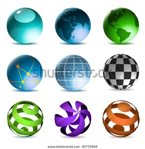 Globes Spheres Icons Set Isolated On Stock Vector Royalty Free