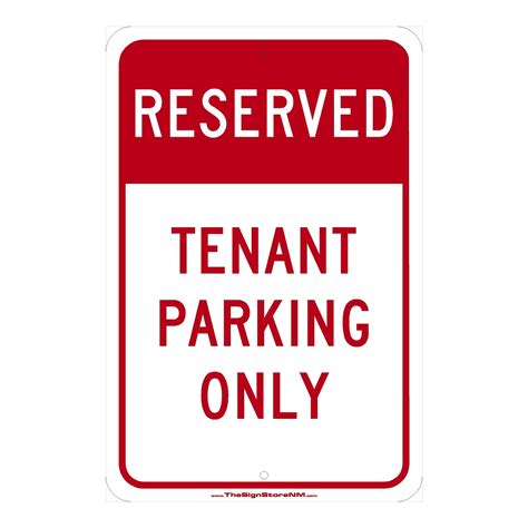 Reserved Parking Sign Tenant Parking Only The Sign Store NM