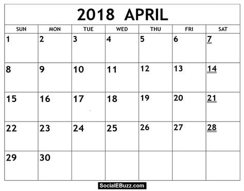 Pin On April 2018 Calendar