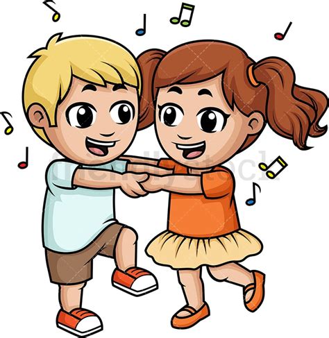 Kids Dancing Together Cartoon Clipart Vector Friendlystock