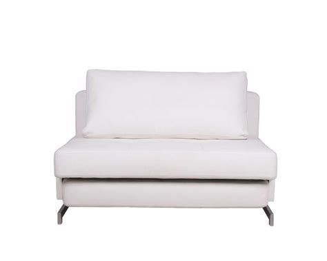 Sofa Bed White Leatherette Nj 43 1 B1 