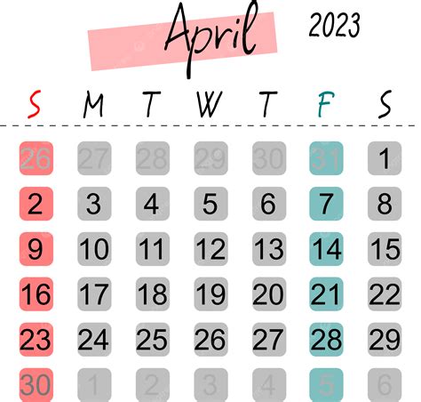 Calendario Abril 2023 Con Varios Colores Png Calendario 2023 Abril