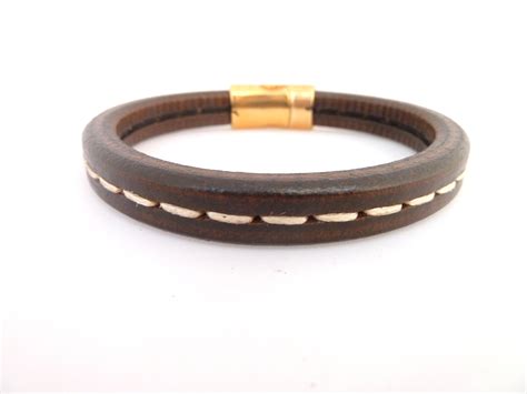 Unisex Leather Bracelet Dark Brown Leather Bracelet With Magnetic Clasp On Luulla