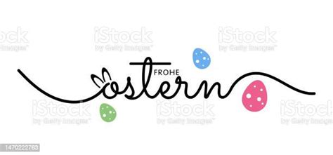 Happy Easter German Text Lettering For Paschal Greeting Card Vector Springtime Holiday Frohe