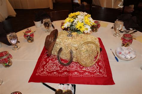 See more party ideas at catchmyparty.com. Cowboy western table decorations centerpieces party ...