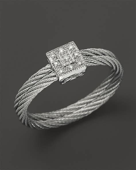 Charriol Classique Collection Nautical Cable Ring 04 Ct Tw In Gray