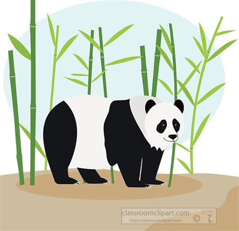 Panda Clipart Clipart Panda Bear Standing Near Bamboo Trees Clipart