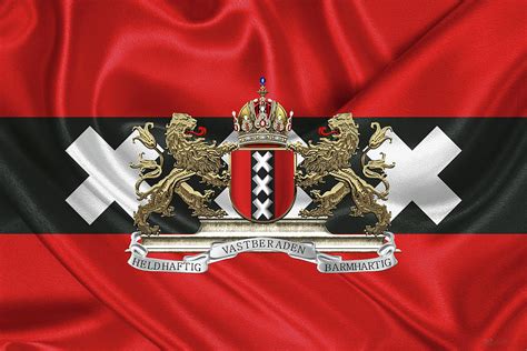 Coat Of Arms Of Amsterdam Over Flag Of Amsterdam Digital Art By Serge