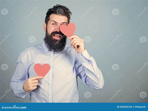Celebrate Love Guy Attractive With Beard And Mustache In Romantic Mood Feeling Love Stock