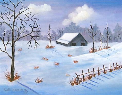 Evening Snow Scene Sold Painting By Ruth Housley