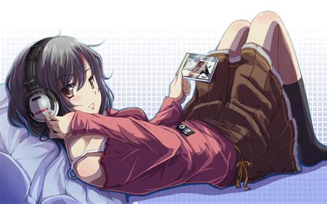 Download 1920x1200 Anime Girl Lying Down Listening
