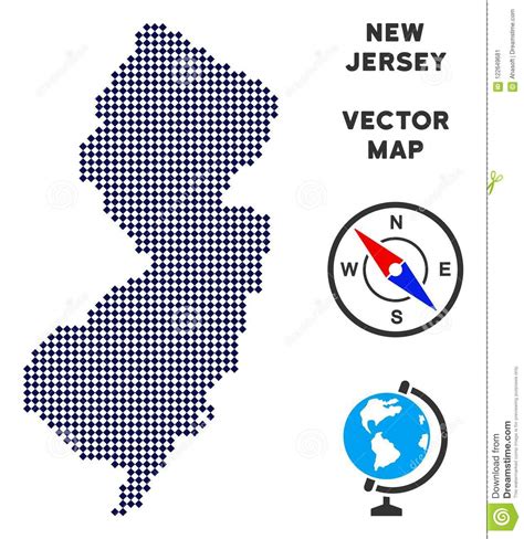 Mapa Punteado Del Estado De New Jersey Ilustración del Vector
