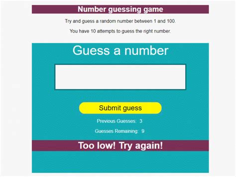 Javascript Number Guessing Game Project Jsbeginners