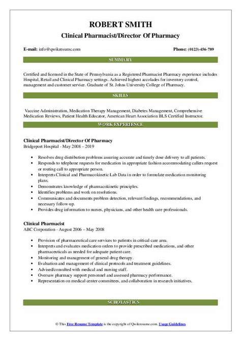 Clinical Pharmacist Resume Example 2023 Writing Tips Resumekraft 2023