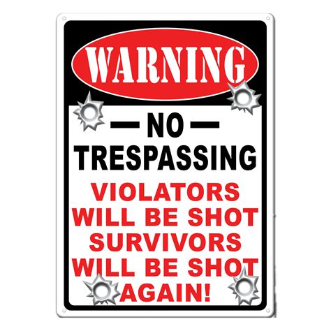 Metal Tin Signs Funny Vintage Personalized 12 Inch X 17 Inch Warning No Trespassing