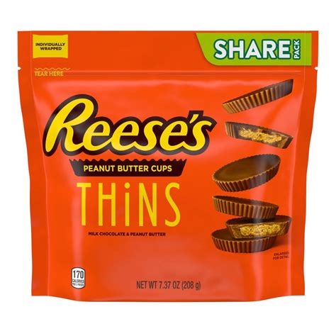 reese s thins milk chocolate peanut butter cups candy individually wrapped shop today get it