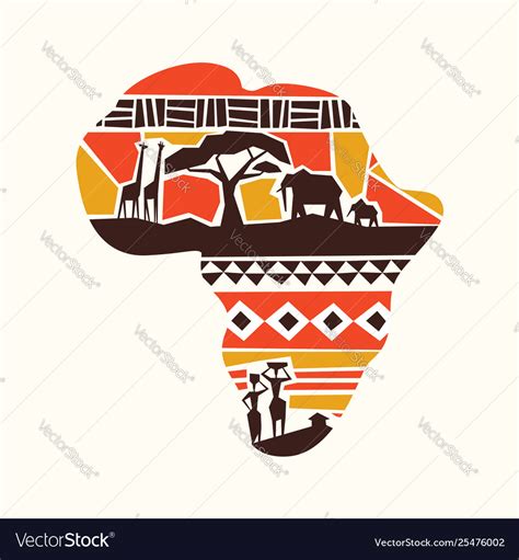 Africa Continent Tribal Art Map Concept Royalty Free Vector