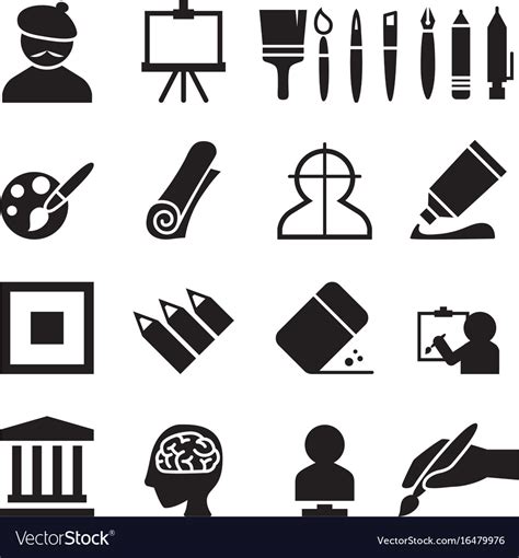 Artist Painting Icons Set Royalty Free Vector Image