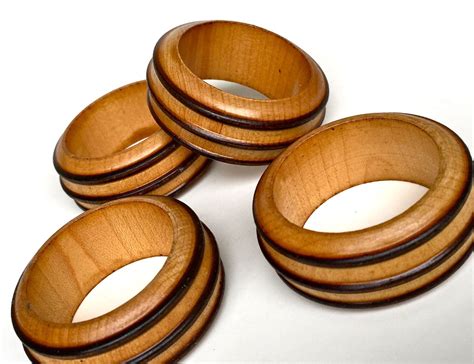 Set Of Four Vintage Two Toned Solid Wood Napkin Rings Etsy Napkin