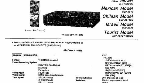 SONY SLV-X510 SLV-X510CS SLV-X510ME SLV-X520 VCR Service Manual