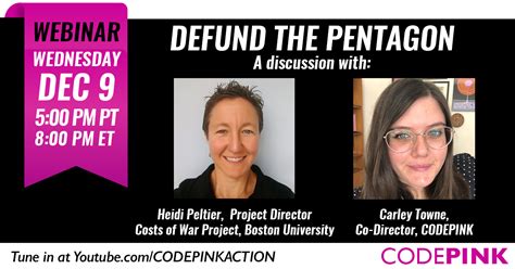 Defund The Pentagon Discussion Codepink Women For Peace